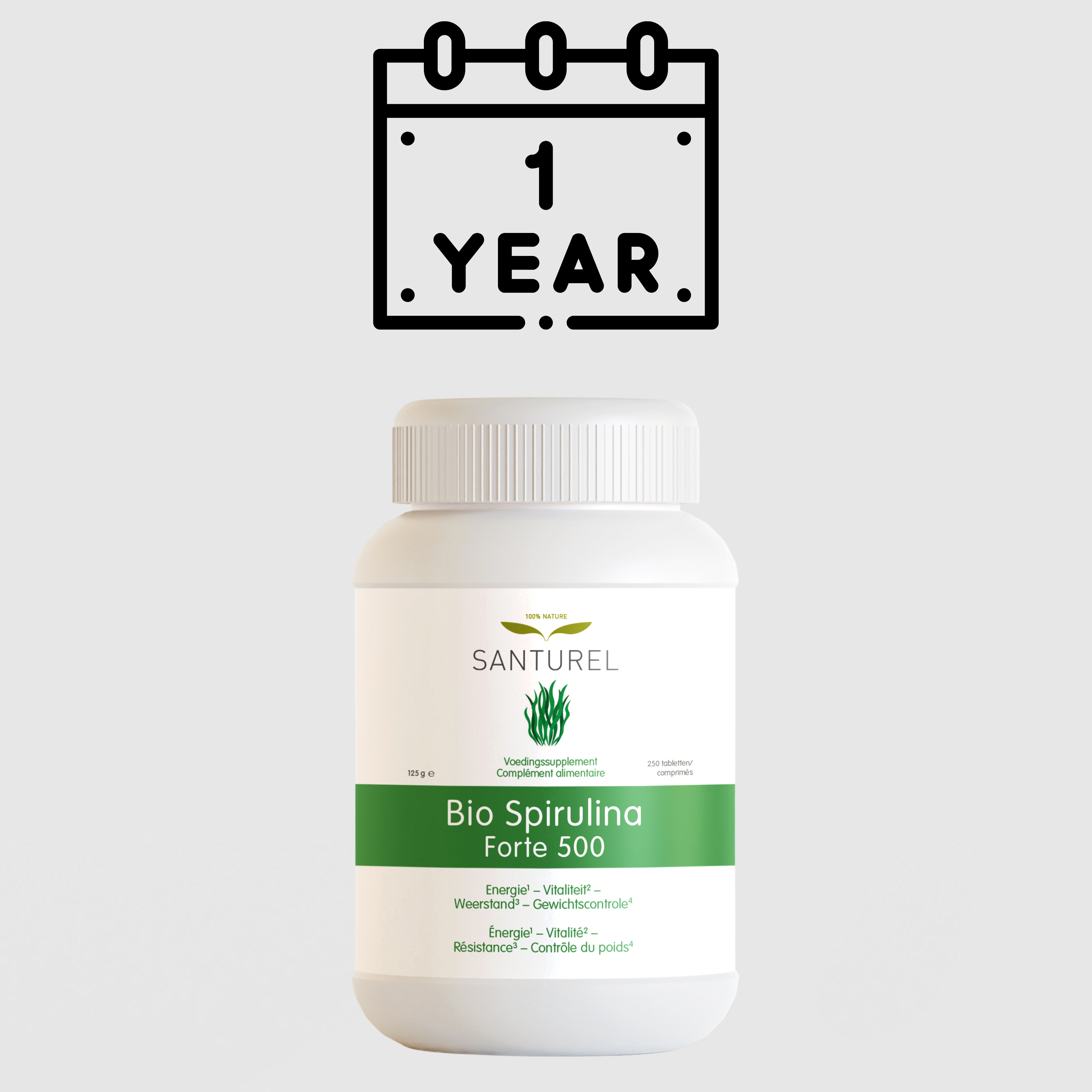 9 X 250 Tabletten, jaarabonnement Bio Spirulina Forte 500