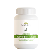 Resveratrol Forte 200 pot van Santurel, 60 vega-capsules met 200 mg resveratrol voor antioxidant-ondersteuning en hartgezondheid.